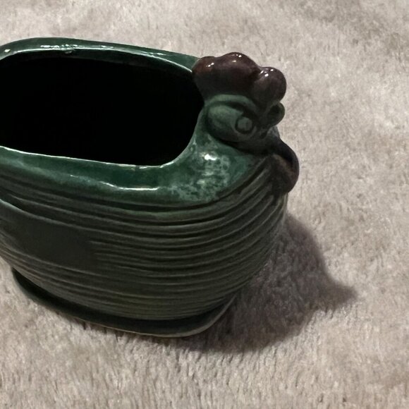 Vintage Green Ceramic Chicken Hen Toothpick Holder Japan Mid Century green small - Picture 2 of 11